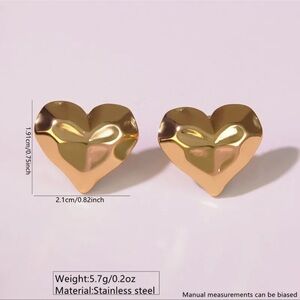 Gold Heart Stainless Steel Earrings